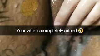 My Wife after Gangbang Lies with Filled with Cum Ruined Fertile Pussy [cuckold. Snapchat]