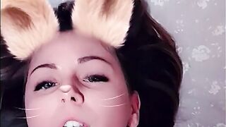 Super Cute Bunny Cumming and Takes Cum in Snapchat