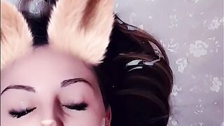 Super Cute Bunny Cumming and Takes Cum in Snapchat