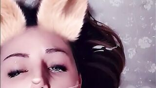 Super Cute Bunny Cumming and Takes Cum in Snapchat