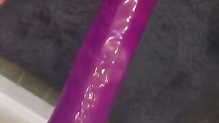 Horny Wife Playing with Big Pink Dildo