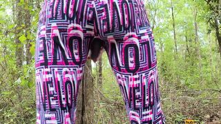 Crotchless Panties Vibe & Cum in the Woods