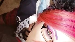 Faejynx Sucks Ghost's Giant Cock Cosplaying as Junko School Girl in Detention Kink Blowjob POV