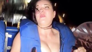 Big boobs on cam on park ride