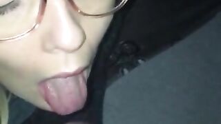 Perfect Blonde Glasses Blowjob Facial- Glasses Cumshot