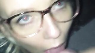 Perfect Blonde Glasses Blowjob Facial- Glasses Cumshot