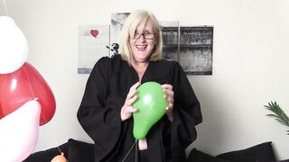 Mature Big Tit Teacher Enjoys some Balloon Popping Fun and a Wet Finger Fuck