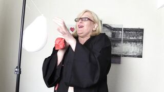 Mature Big Tit Teacher Enjoys some Balloon Popping Fun and a Wet Finger Fuck