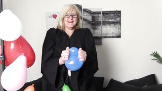 Mature Big Tit Teacher Enjoys some Balloon Popping Fun and a Wet Finger Fuck