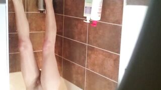 Spy my hairy pussy wife french in shower