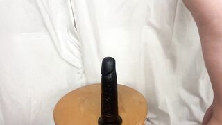 Teaser - Ride Black Dildo on Chair and Squirt