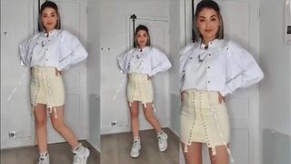 Clementine M try on haul tight skirt hot legs