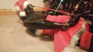 Louise Latex Naughty Santa Hogtied