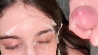 Teen Girl Gets a MONSTER Double Facial from Boyfriend and Married Dad next Door