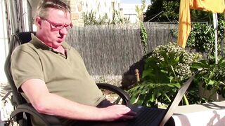 Caught Masturbating and watching Porn Outdoor by the Wife