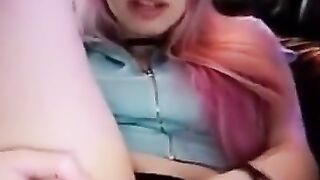 PINK HAIR TEEN LOVES MASTURBATING USING PINK DILDO ON SNAPCHAT