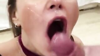 Sexy Whore Vika got a lot of cum on her face