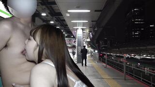 My Girlfriend Play my Nipple behind a Train Station