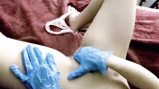 Masterbation with Latex Gloves