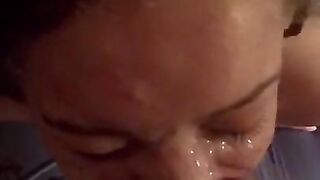 Horny Teen Slut Gets Face Covered with Cum! (Huge POV Facial)