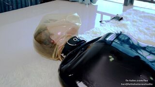 Latex lesbian breathplay with vcuum bag Part 2