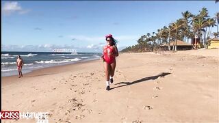 Kriss Hotwife Teen from Salvador Bahia Brazil and Cuckold Filming on the Beach