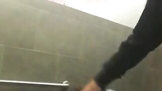 Black girl fucks white cock in club restroom