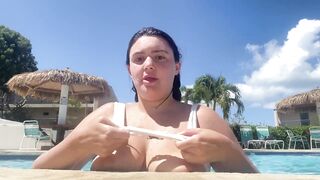 Flashing my Ass and Titties while Playing in the Pool