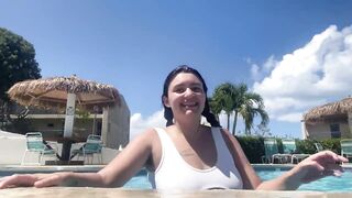 Flashing my Ass and Titties while Playing in the Pool