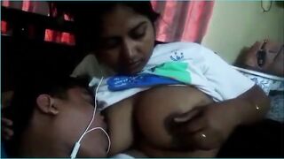 Desi Wife Feeding Big boobies to Husband Friend