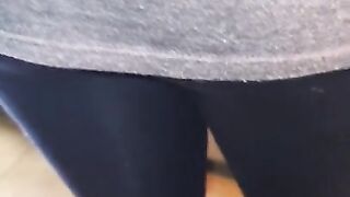 Step Mom Fuck and Cumshot on Leggings goes for Risky Fuck with Step Son