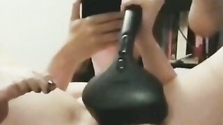 Teasing my Clit with Giant back Massager - Surprise ending