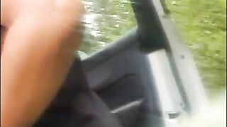 Car flash and masturbating with cumshot on pussy