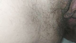 Extreme close-up throbbing creampie in hairy fertile cunt!