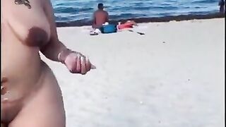 Big booty naked beach walk