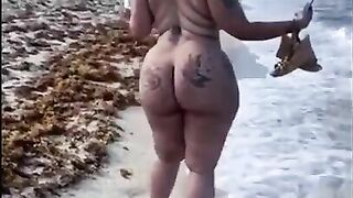 Big booty naked beach walk