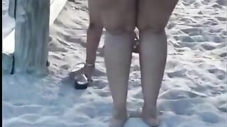 Big booty naked beach walk