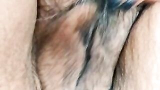 Mature Latina woman playing with my hairy pussy