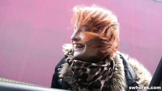 Amateur redhead street whore loves outdoor cock sucking