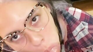 Gorgeous Sexy Latina Girl With Glasses Loves To Suck Cock