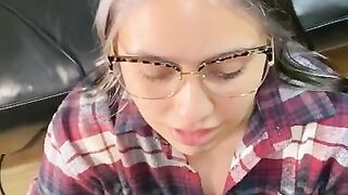 Gorgeous Sexy Latina Girl With Glasses Loves To Suck Cock