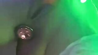 girl playing pussy with butt plug in lights