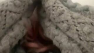 A girl in a sweater hides her face and cowgirl in clothes [pov sex】