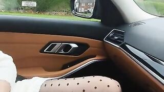 Step mom caught step daughter in pantyhose masturbating in the car with boyfriend