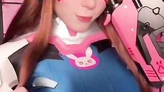 Girl Cosplay D.Va from Overwatch and Sucks Dick till Facial