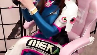 Girl Cosplay D.Va from Overwatch and Sucks Dick till Facial