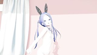 MMD lo chan, shake it - hentai mmd dance, playboy costume, blue hair edit, smixix