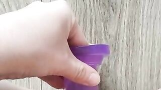 Pussy masturbating with purple dick