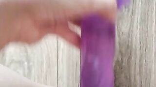 Pussy masturbating with purple dick