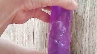 Pussy masturbating with purple dick